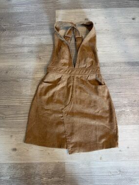 NWT Corduroy Halter Mini Dress XS in Brown